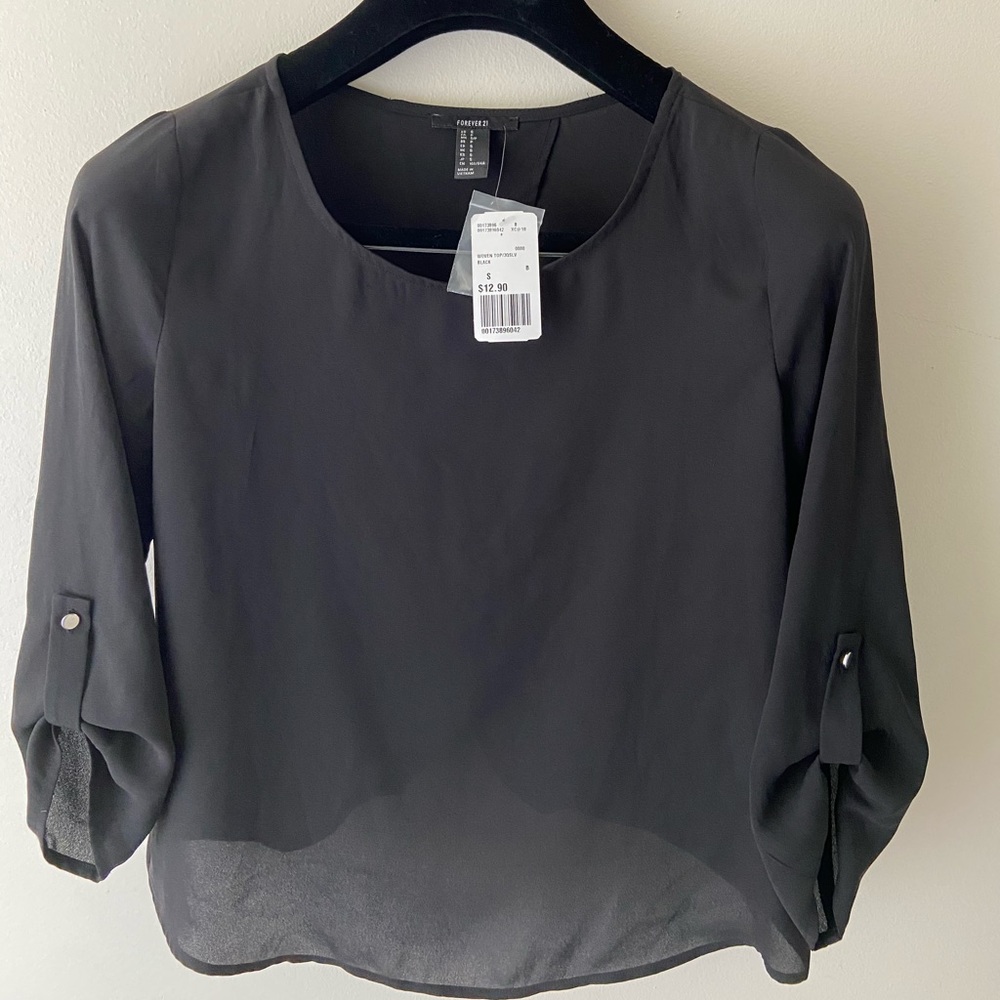 Forever 21 Black blouse with back slit opening NWT